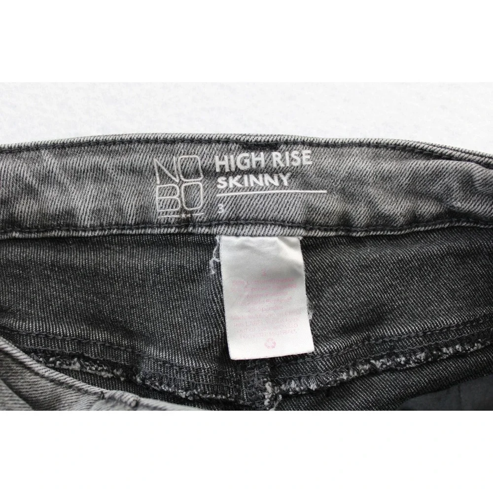 No Boundaries Juniors High Rise Skinny Jeans Size 3 Gray Distressed Stretch